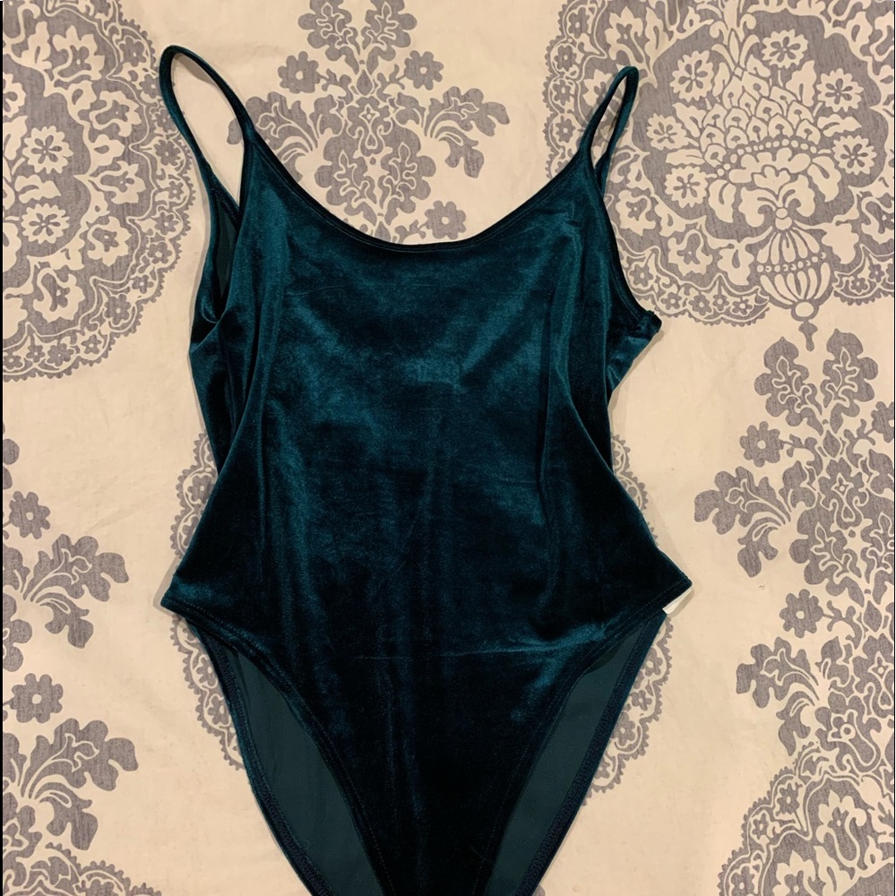 Small Turquoise velvet body suit! Worn once.
